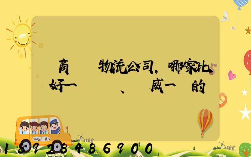 電商倉儲物流公司,哪家比較好一點、權威一點的